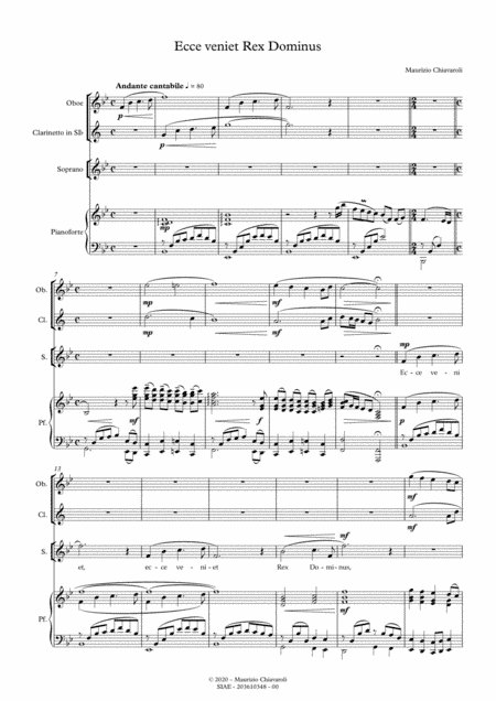 Ecce veniet Rex Dominus (with oboe and clarinet version)
