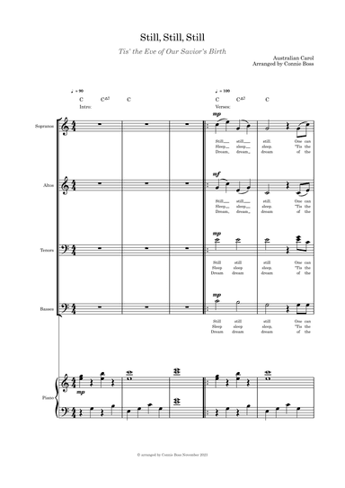 Still Still Still "Tis the Eve of our Savior's Birth SATB quartet and piano (arr. Connie Boss)