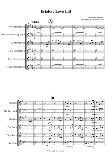 Eriskay Love Lilt - Saxophone quintet (SATTB/AATTB) (arr. Kayleigh Huelin)