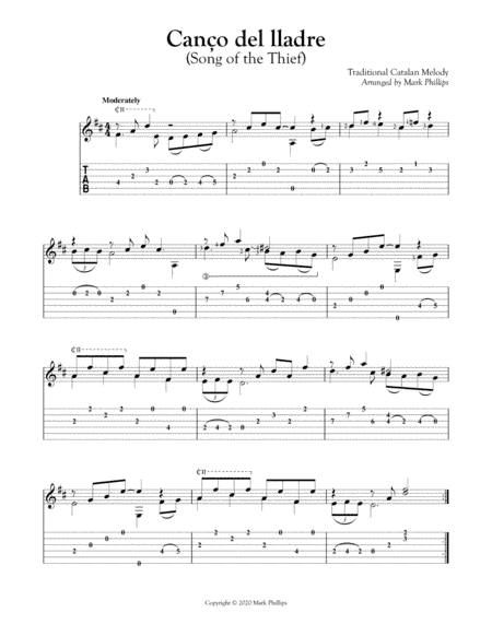 Canço del lladre (Song of the Thief) (arr. Mark Phillips)