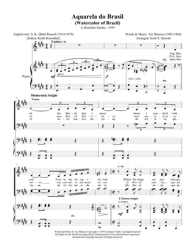 Aquarela Brasileira (aquarela Do Brasil) (brasil) (arr. Scott S. Stewart)