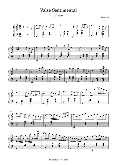Valse Sentimental for solo piano