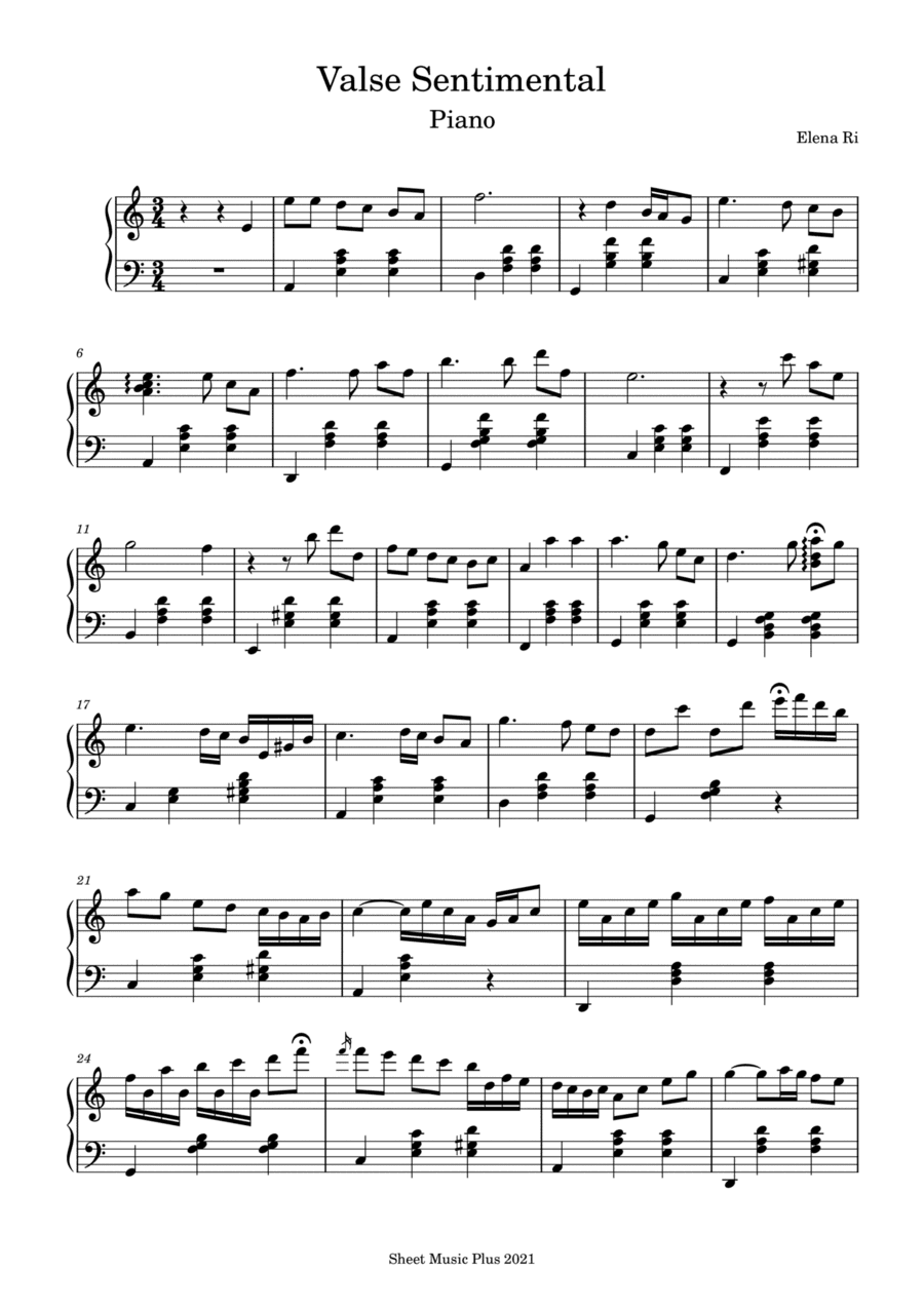 Valse Sentimental for solo piano