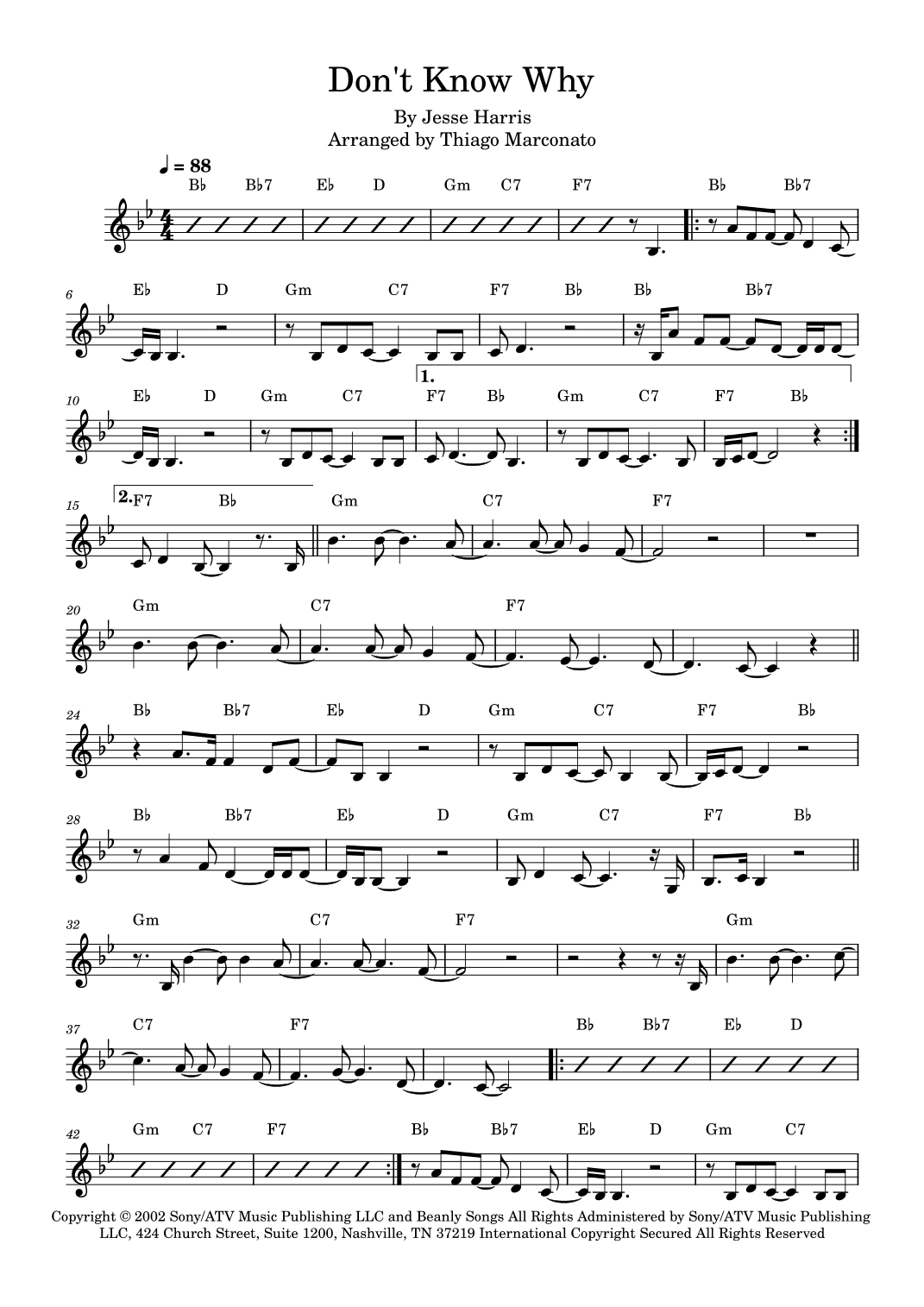 Don't Know Why (arr. Thiago Marconato)