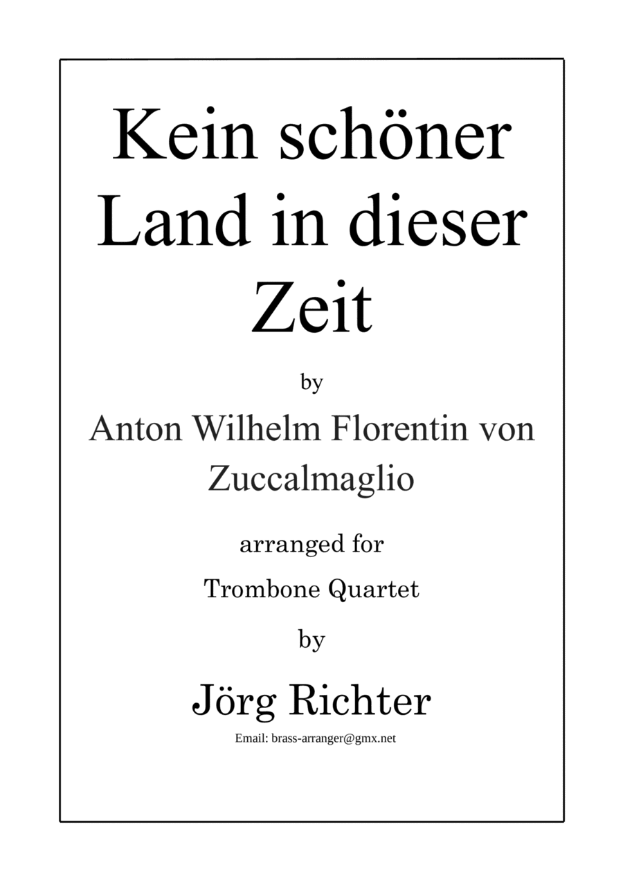 Kein schöner Land in dieser Zeit für Posaunenquartett (arr. Jörg Richter)