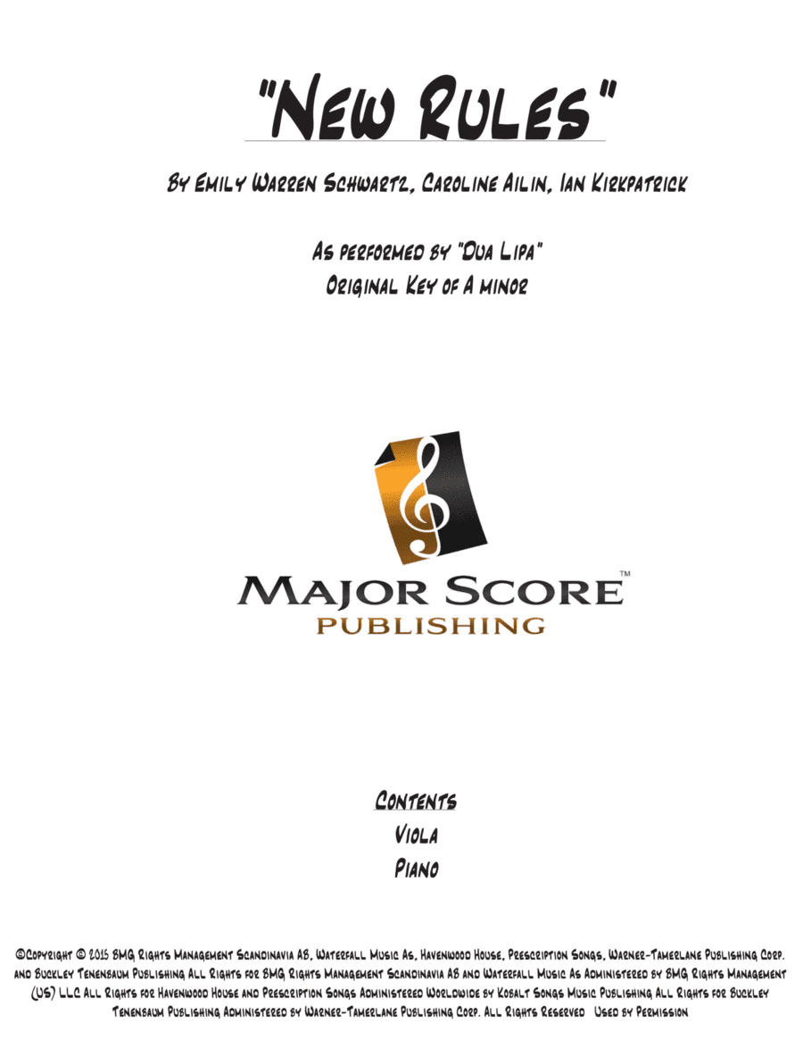 New Rules (arr. MAJOR SCORE PUBLISHING TM.)