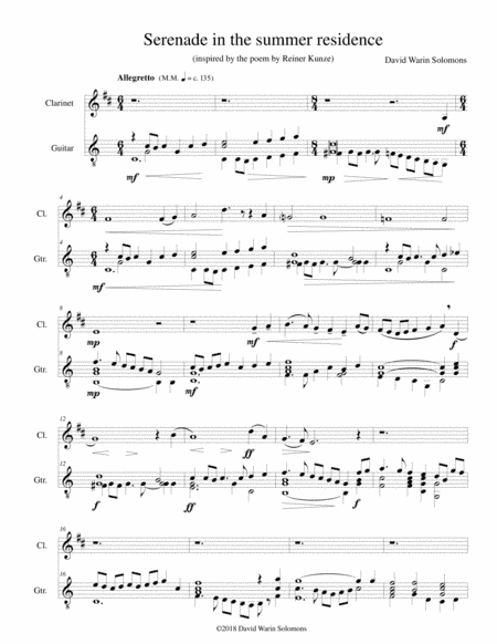 Serenade in the summer residence (Serenata nella residenza estiva) for clarinet and guitar