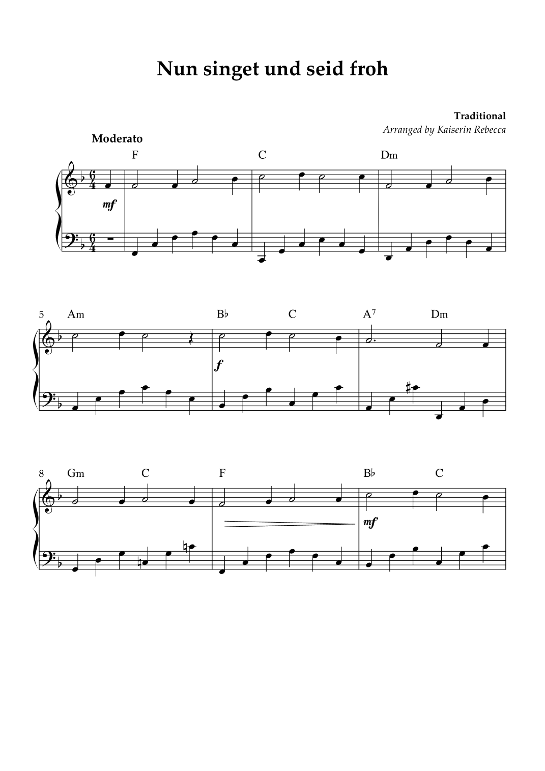 Nun singet und seid froh (arr. Kaiserin Rebecca)