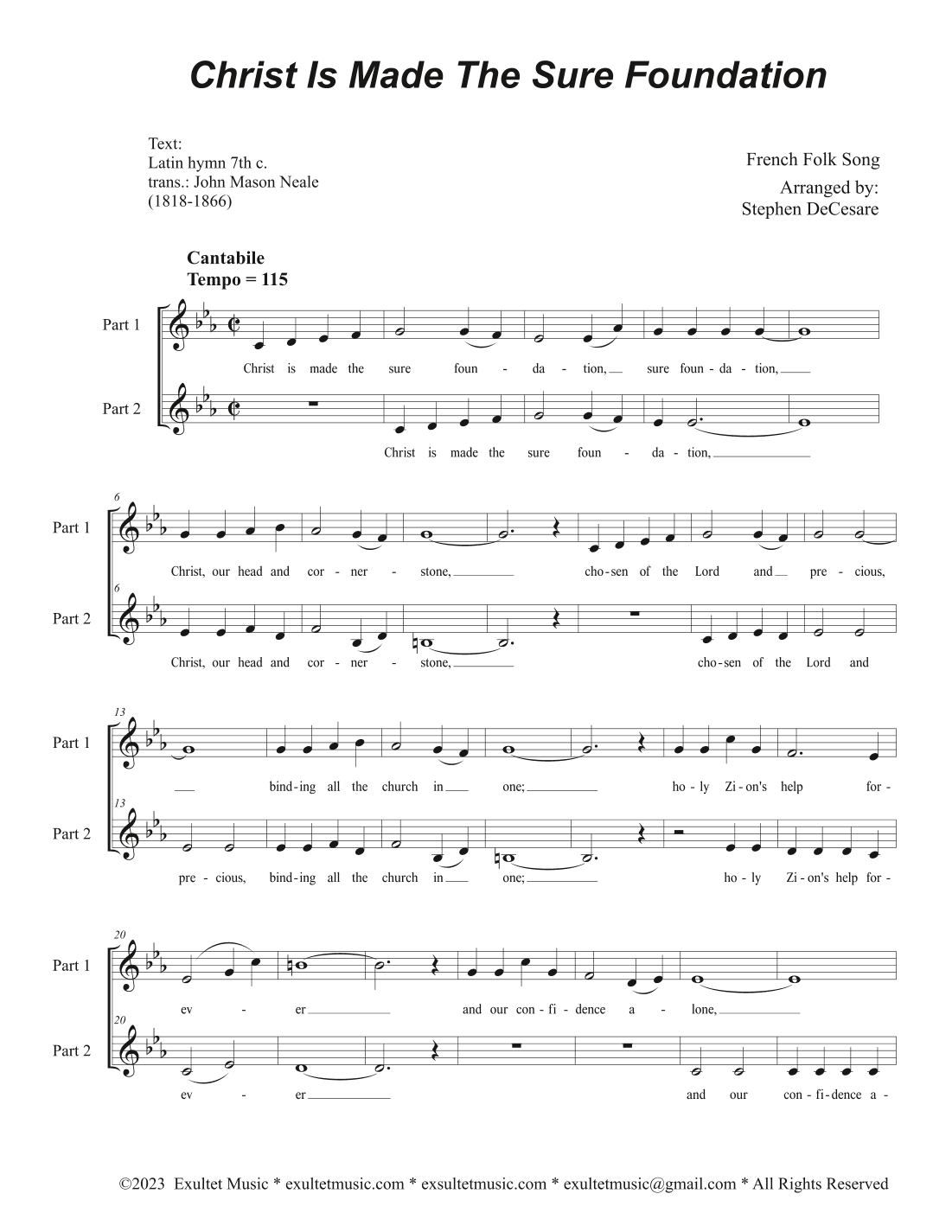 Christ Is Made The Sure Foundation (2-part choir) (arr. Stephen DeCesare)