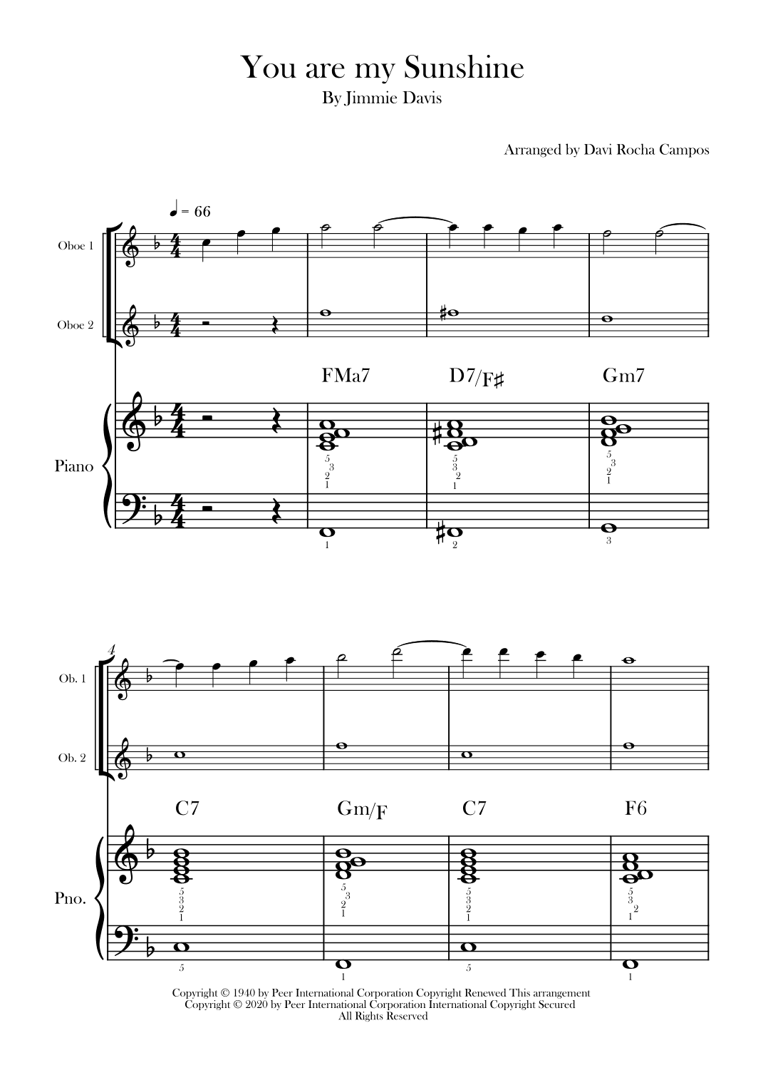 You Are My Sunshine (arr. Davi Rocha Campos)
