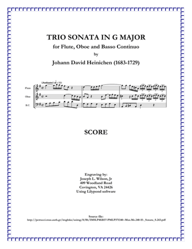 Heinichen Trio Sonata in G Major, S. 243 (arr. Joseph L. Wilson, Jr.)