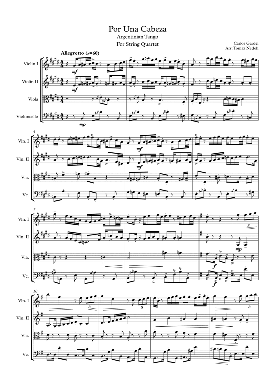 Pour Una Cabeza (arr. Tomaz Nedoh)