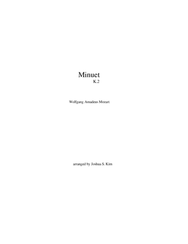 Minuet for String Trio (K. 2) (arr. Joshua Jun S. Kim)
