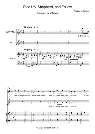 Rise Up Shepherd and Follow - 2 Part Choir - SA - Upper Voices (arr. Martin Dover)