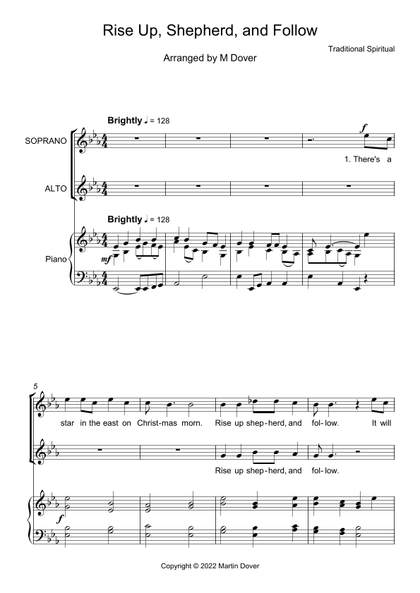 Rise Up Shepherd and Follow - 2 Part Choir - SA - Upper Voices (arr. Martin Dover)