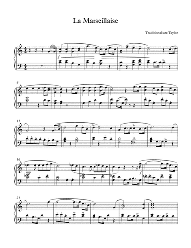La Marseillaise (French National Anthem in Key of C) (arr. Paul Taylor)
