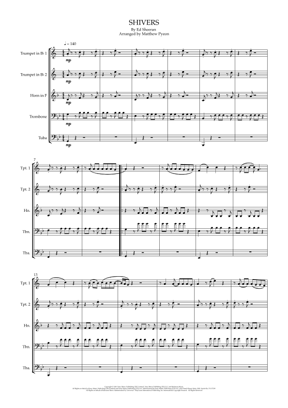 Shivers (arr. Matthew pyeon)