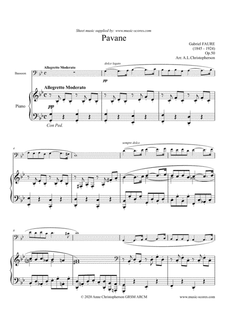 Op.50 Pavane - Bassoon and Piano (arr. Anne Christopherson GRSM ARCM)