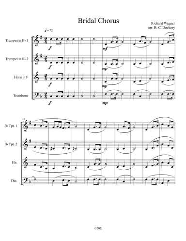 Bridal Chorus (Here Comes the Bride) for Brass Quartet (arr. B. C. Dockery)