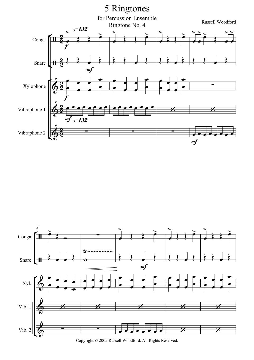 5 Ringtones for Percussion Ensemble: Ringtone 4