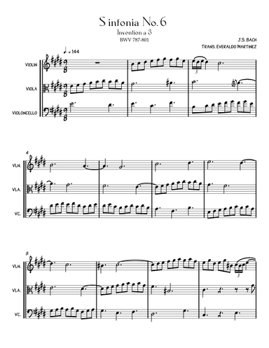 Invention a 3 voices Sinfonia No. 6 BWV 787 (arr. Everaldo Martinez)