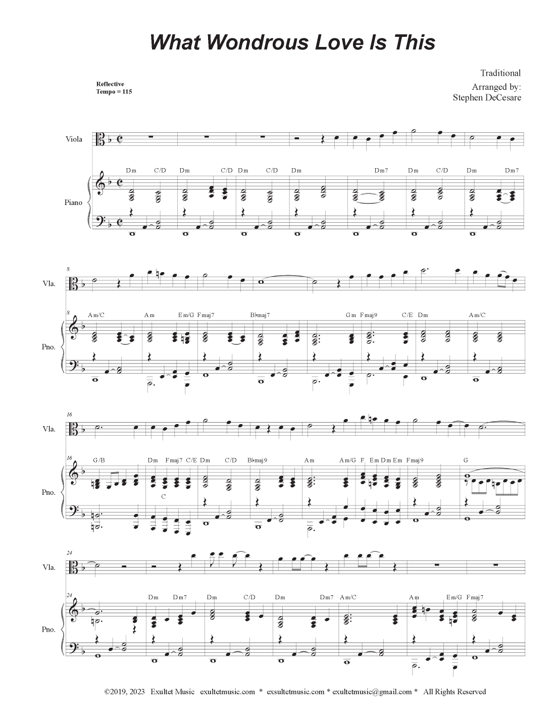 What Wondrous Love Is This (Viola solo and Piano) (arr. Stephen DeCesare)
