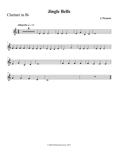 Jingle Bells: clarinet/piano (arr. Meri Dolevski)