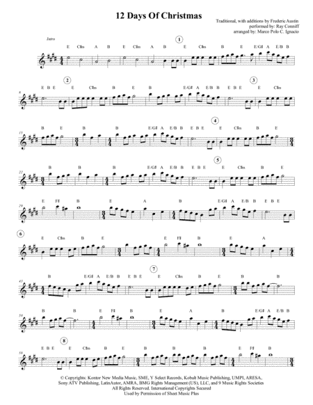 12 Days Of Christmas - Ray Conniff (arr. Marco Polo C. Ignacio)