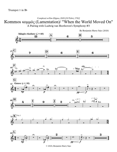 Kommos (Lamentation) / "When the World Moved On" - Trumpet 1 in Bb