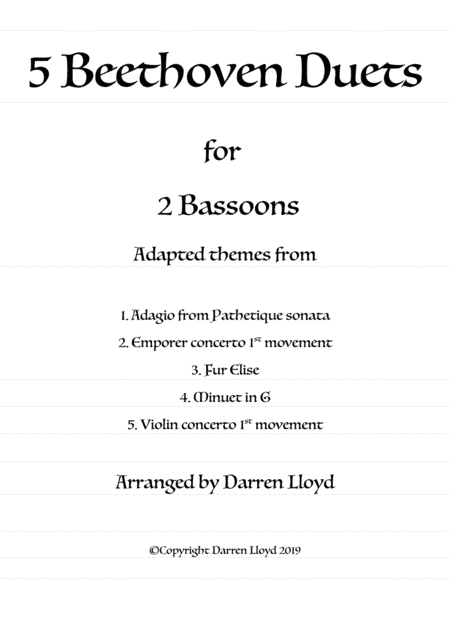 5 Beethoven duets for 2 Bassoons (arr. Darren Lloyd)