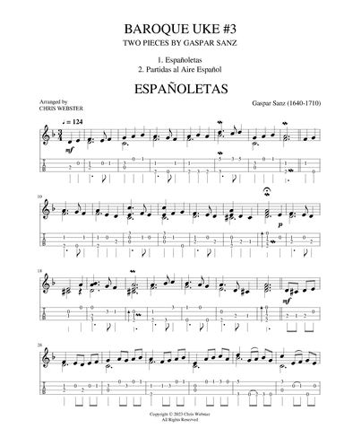 Baroque Uke #3 Two Pieces by Gaspar Sanz (arr. Chris Webster)