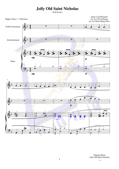 Jolly Old Saint Nicholas (arr. Ifen Chuang, Chien-Ming Chen)