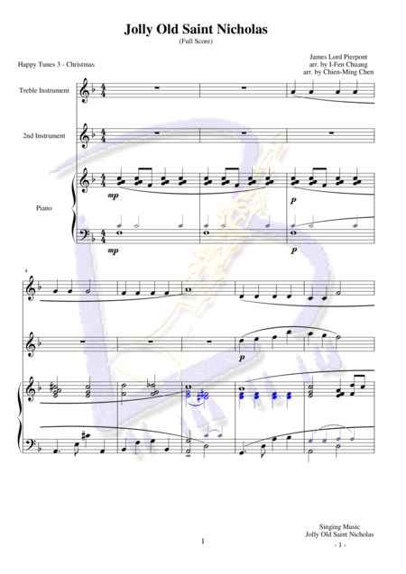 Jolly Old Saint Nicholas (arr. Ifen Chuang, Chien-Ming Chen)