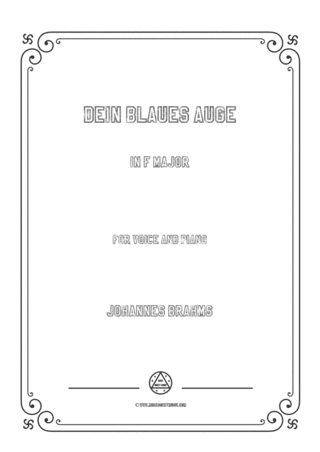 Brahms-Dein blaues Auge in F Major,for voice and piano (arr. MSM)