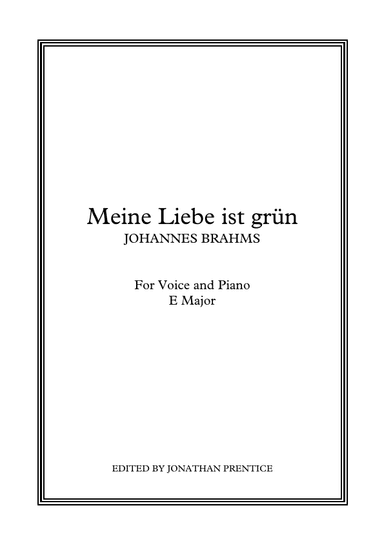 Meine Liebe ist grün (E Major) (arr. Jonathan Prentice)