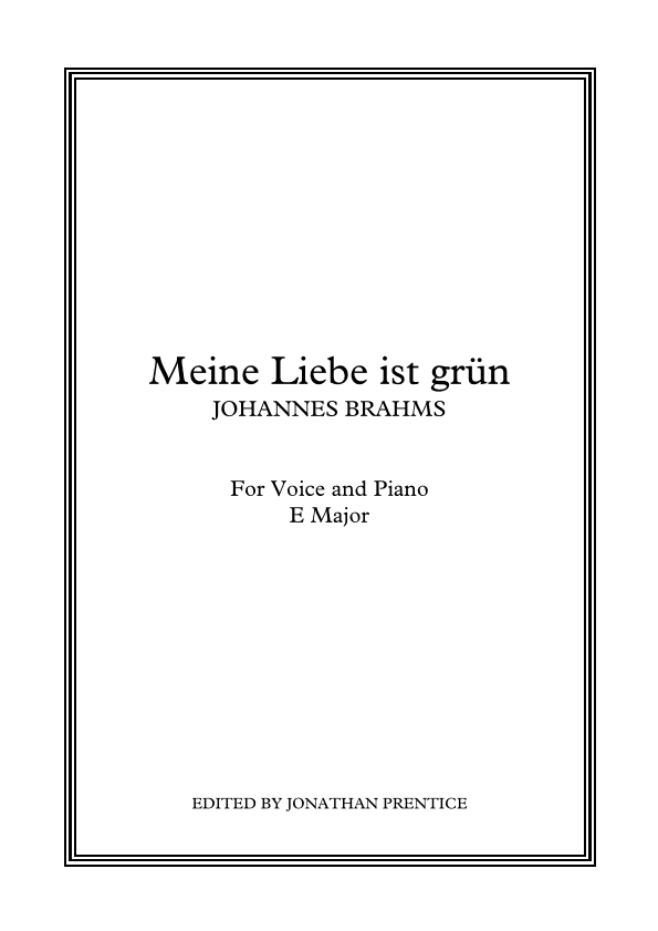 Meine Liebe ist grün (E Major) (arr. Jonathan Prentice)
