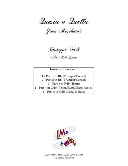 Brass Quintet - Verdi - Questa o Quella (arr. Mike Lyons)