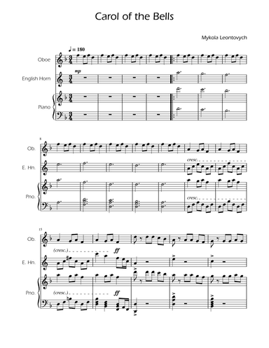 Carol of the Bells - Oboe and English Horn Duet w/ Piano (arr. Ygor Nunes)