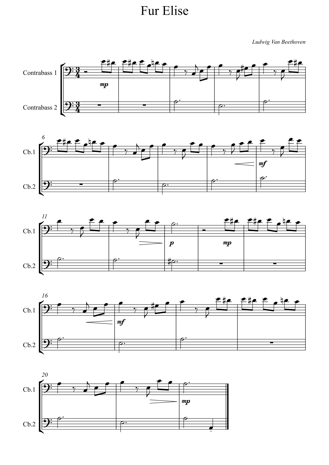 Fur Elise - Beethoven (arr. Wesley S. SIlva)