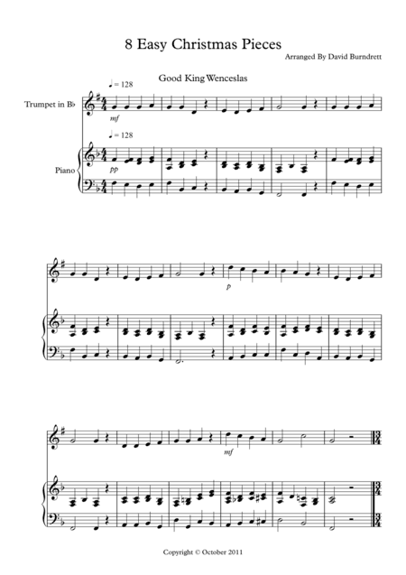 8 Easy Christmas Pieces for Trumpet And Piano (arr. David Burndrett)