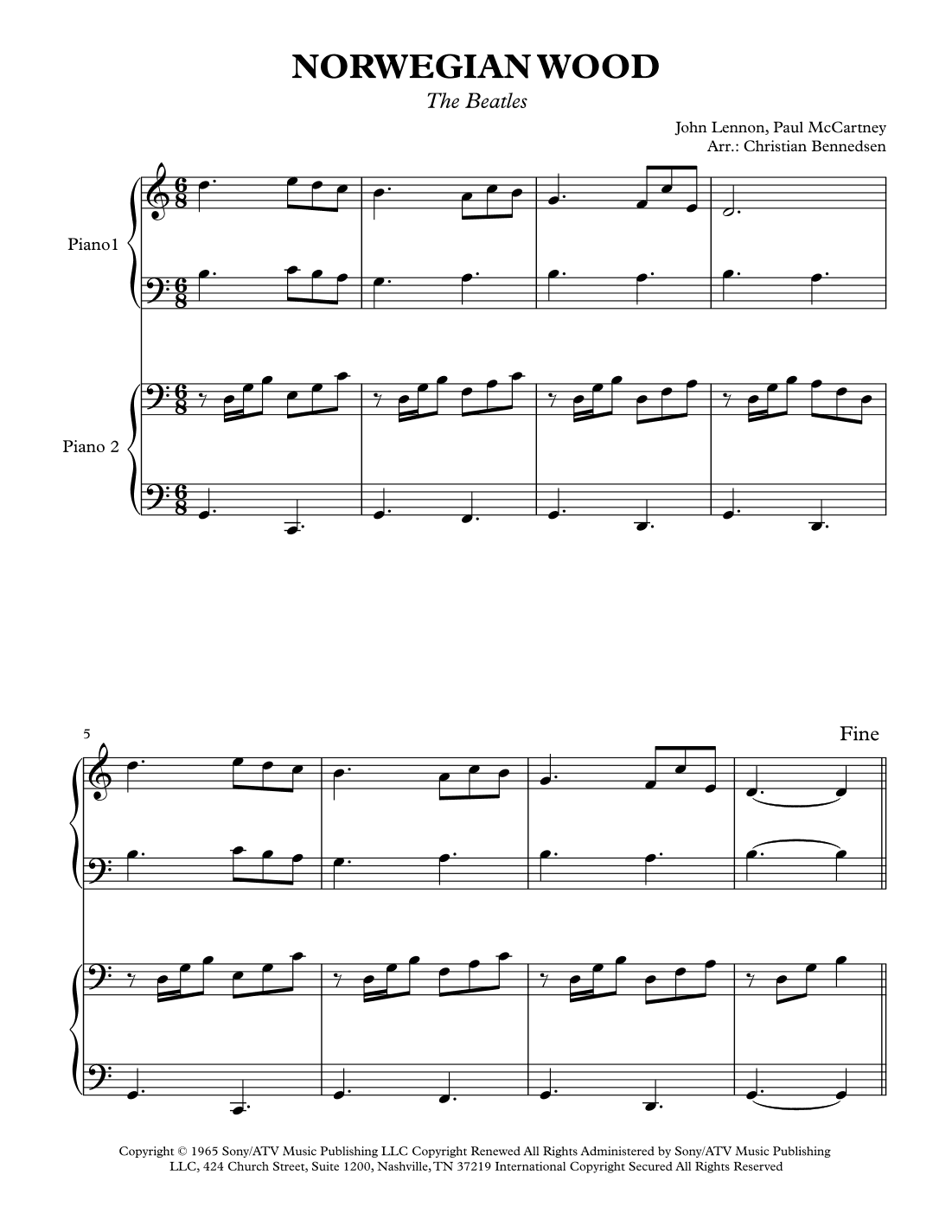Norwegian Wood (this Bird Has Flown) (arr. Christian Bennedsen)