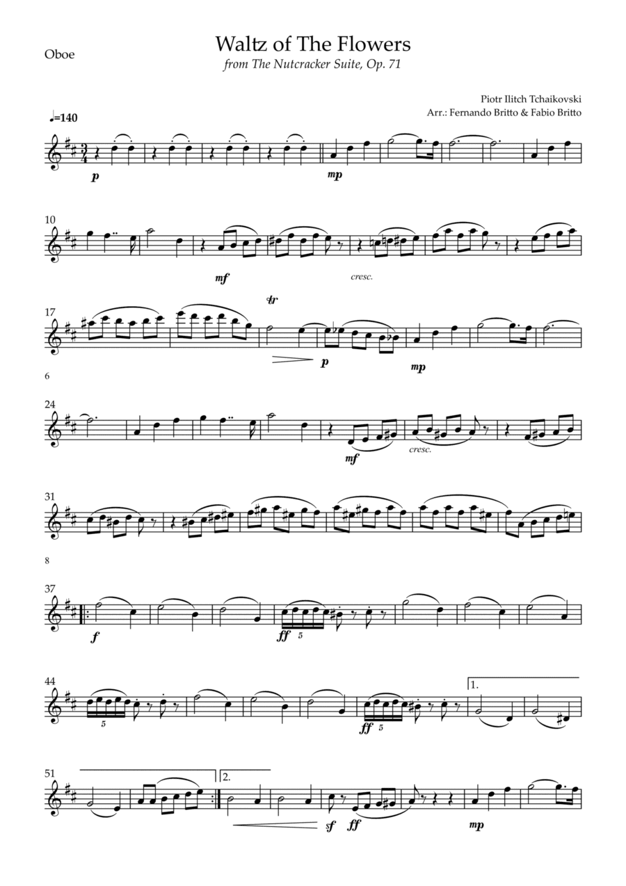 Waltz of The Flowers - from Nutcracker (P. I. Tchaikovsky) for Oboe Solo (arr. Fabio Britto)