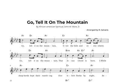 Go, Tell It On The Mountain (Key of A-Flat Major) (arr. R. Salvario)