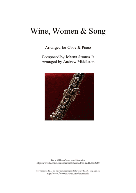 Wine, Women and Song arranged for Oboe and Piano (arr. Andrew Middleton)