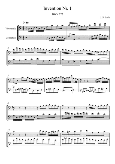 Johann Sebastian Bach - Invention No.1 (Violoncello and Contrabass duet) (arr. André Laitano)