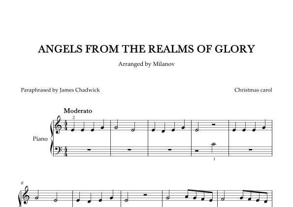 Angels we have heard on high in C Piano Very Easy Christmas carol (arr. Milanov)