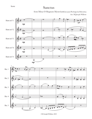 Sanctus - from Missa O Magnum Mysterium - Horn Quintet (arr. M Joseph Willette)