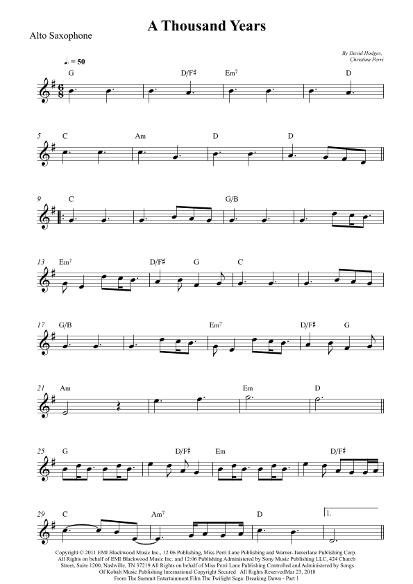 A Thousand Years (arr. Wesley S. SIlva)