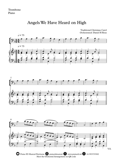Angels We Have Heard on High  - Gloria in excelsi Deo - Easy Trombone and Piano (arr. Daniel H Rosa)