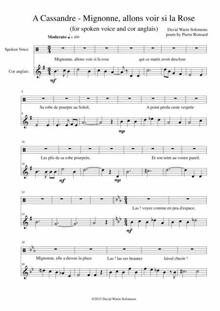 A Cassandre for cor anglais and narrator